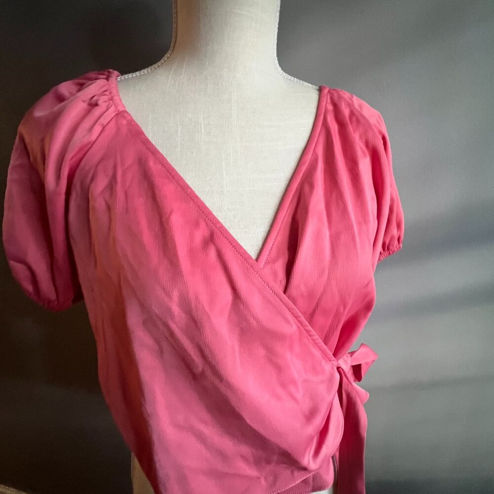 NWT Waye Silk Pink Wrap Shirt